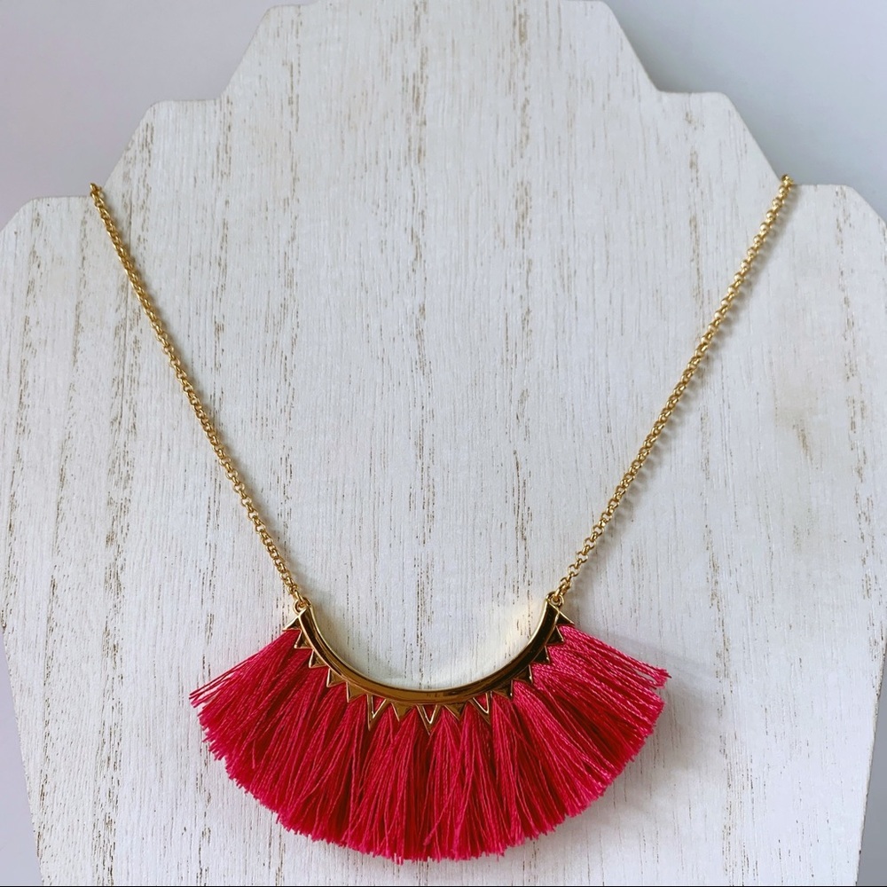Stella & Dot Eden Pink Fringe Necklace